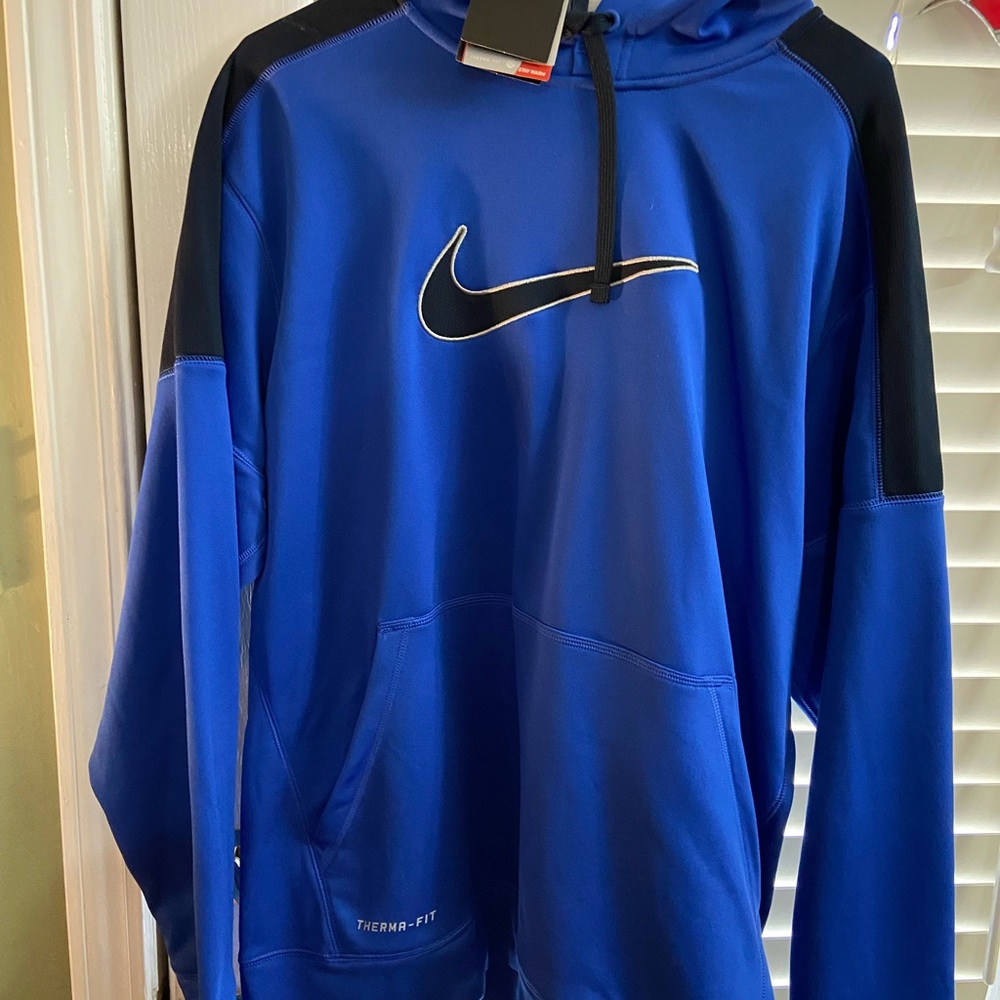 Nike Blue and Black Therma-Fit Hoodie